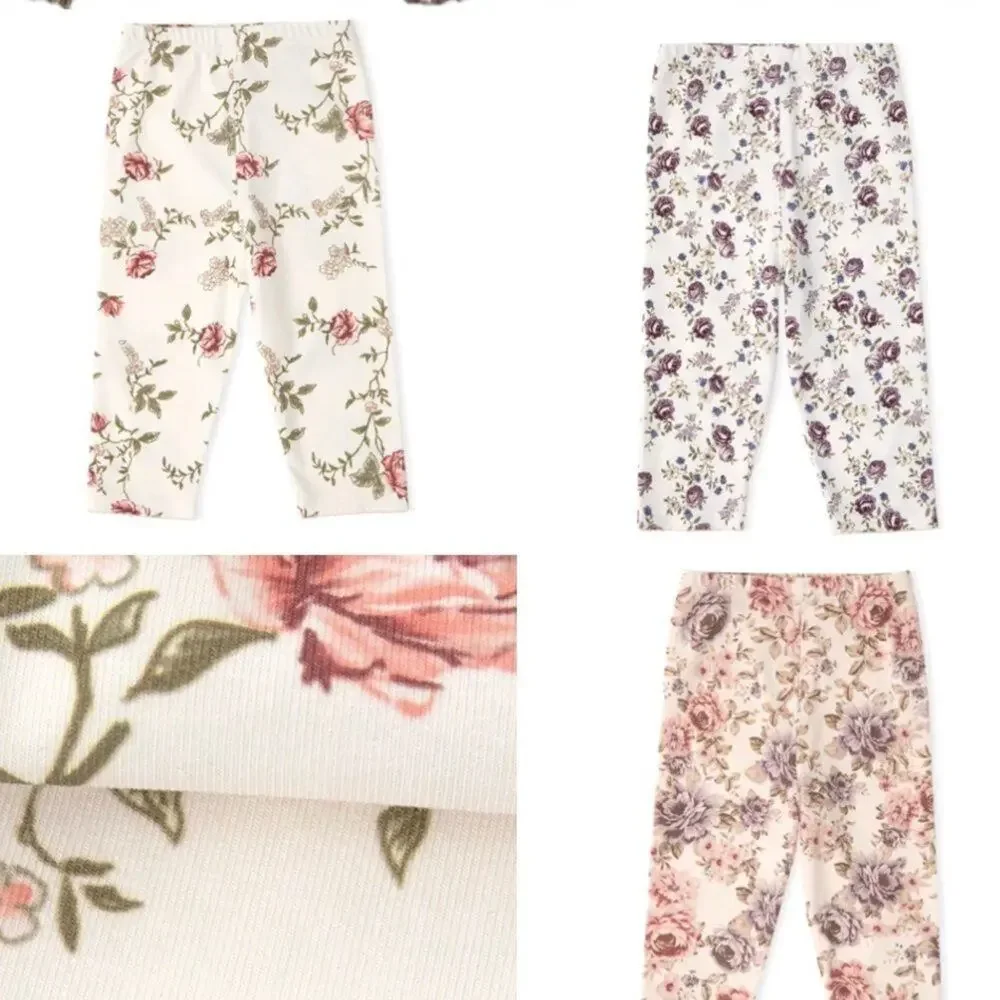 New lot bundle 3 baby girl floral pants 3-6 months